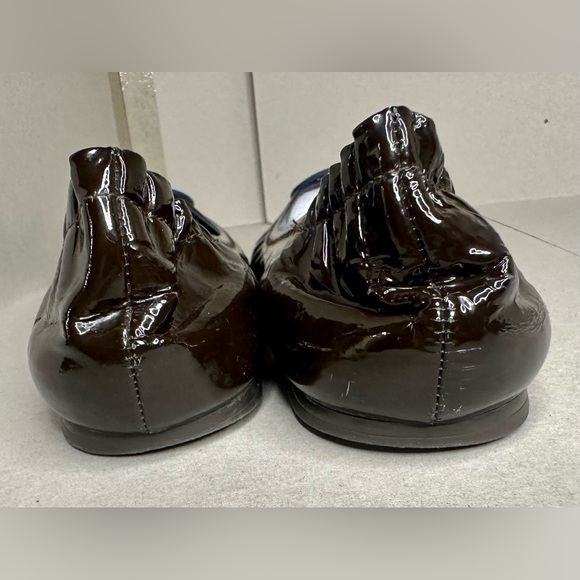 Tory Burch Minnie Travel Flats. Size 8 Brown and Blue - Picture 3 of 7